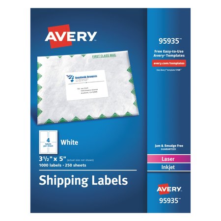 AVERY DENNISON 3-1/2" x 5" White Shipping Labels, Pk250 7278295935